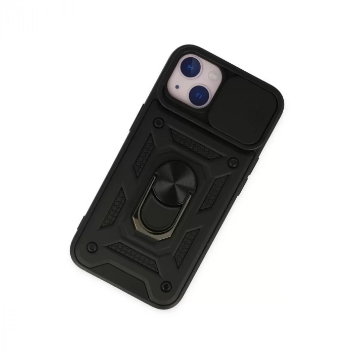 İphone 14 Kılıf Pars Lens Yüzüklü Silikon - Siyah