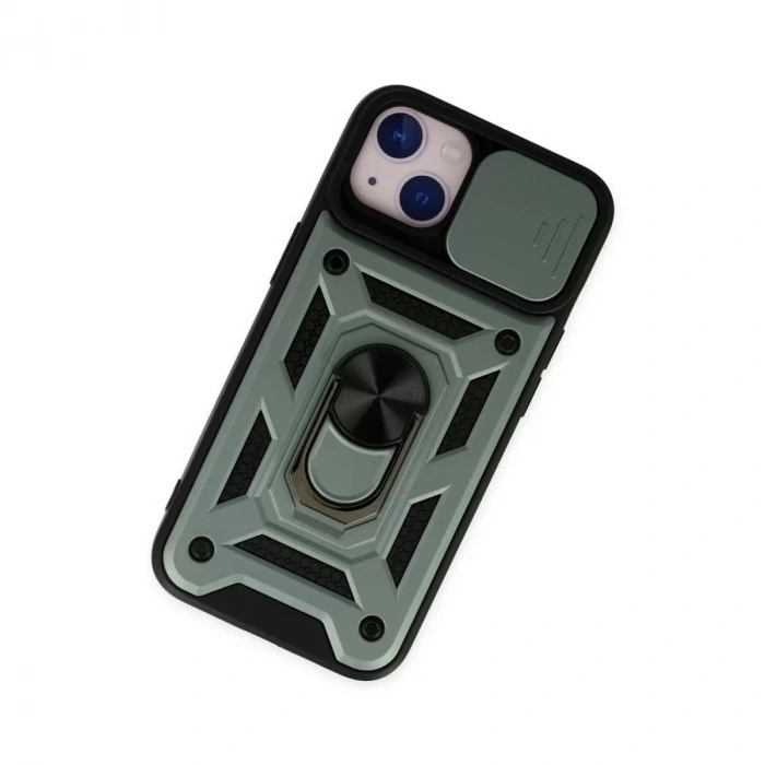 İphone 14 Kılıf Pars Lens Yüzüklü Silikon - Yeşil