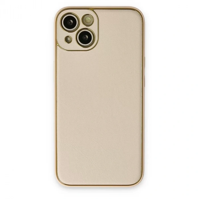 İphone 14 Plus Kılıf Coco Deri Silikon Kapak - Gold