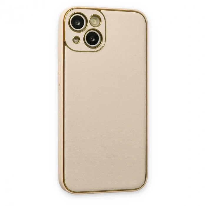 İphone 14 Plus Kılıf Coco Deri Silikon Kapak - Gold