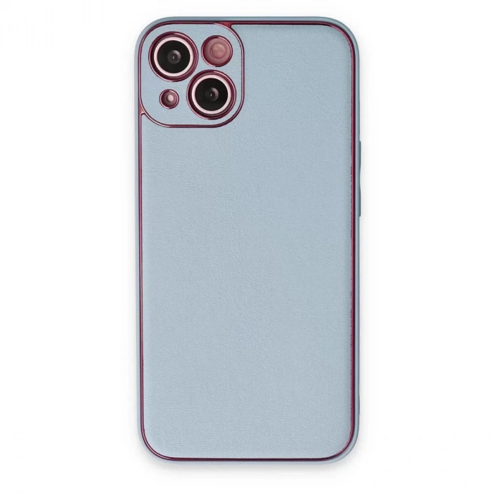 İphone 14 Plus Kılıf Coco Deri Silikon Kapak - Sky Blue
