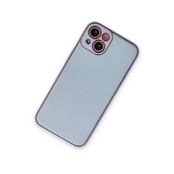 İphone 14 Plus Kılıf Coco Deri Silikon Kapak - Sky Blue