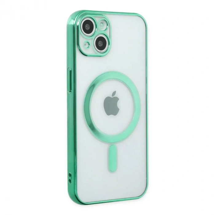 İphone 14 Plus Kılıf Magneticsafe Lazer Silikon - Haki Yeşil