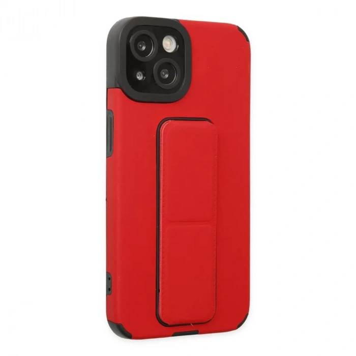 İphone 14 Plus Kılıf Mega Standlı Silikon - Kırmızı