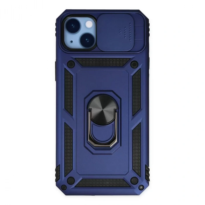 İphone 14 Plus Kılıf Pars Lens Yüzüklü Silikon - Lacivert