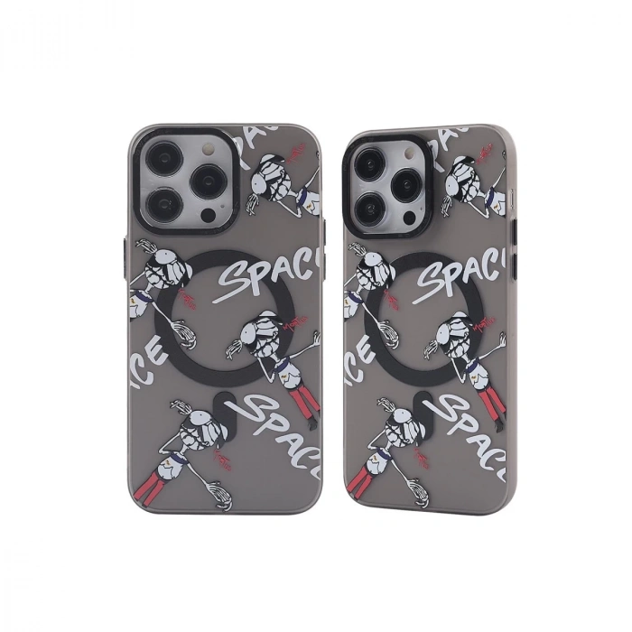 İphone 14 Pro Kılıf Apollo Magneticsafe Desenli Kapak - Apollo Siyah - 3