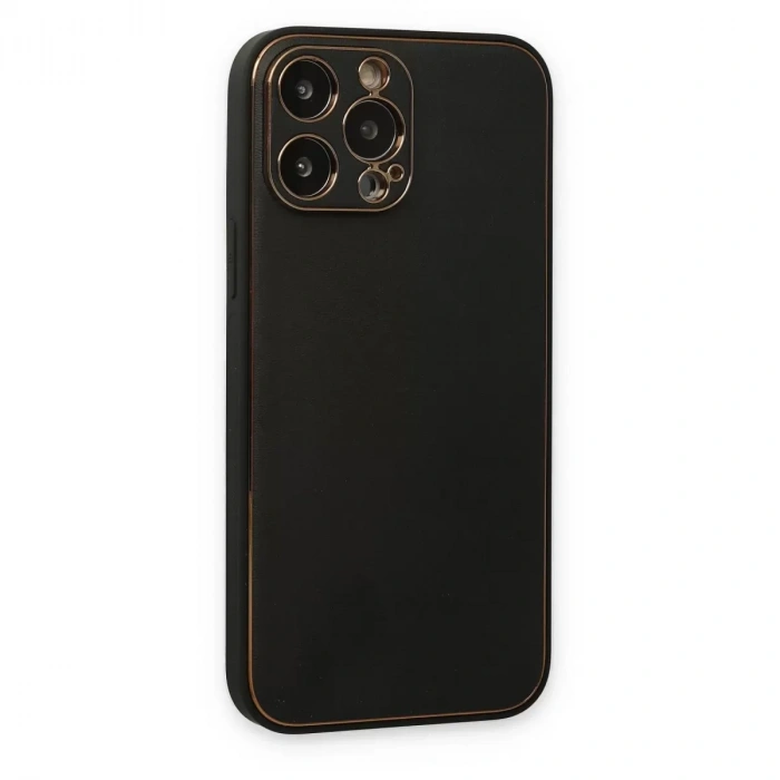 İphone 14 Pro Kılıf Coco Deri Silikon Kapak - Siyah