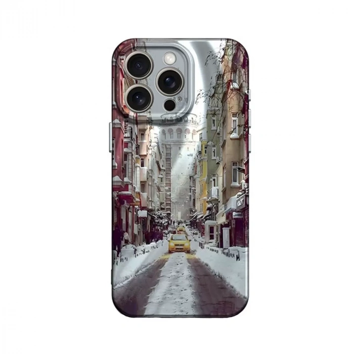 İphone 14 Pro Kılıf Crew Desenli Kapak - Galata Kulesi