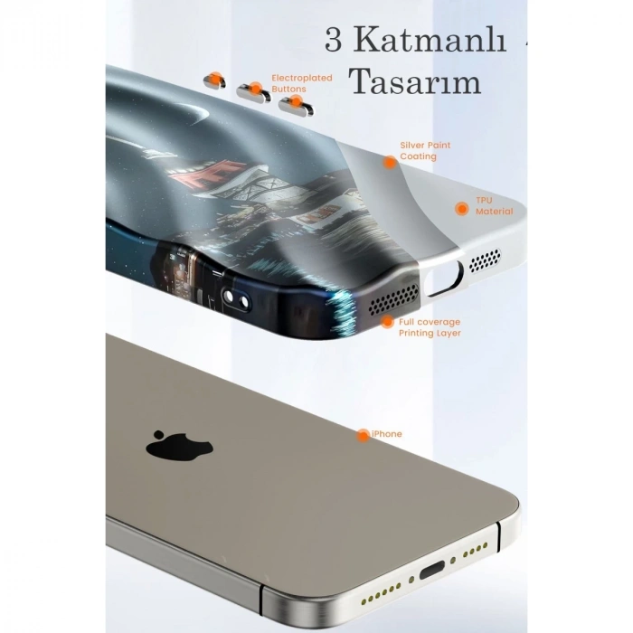 İphone 14 Pro Kılıf Crew Desenli Kapak - Kapadokya