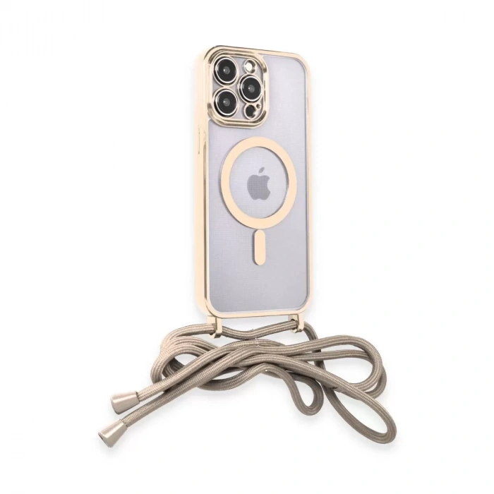 İphone 14 Pro Kılıf Divo Lazer Askılı Magsafe Kapak - Gold