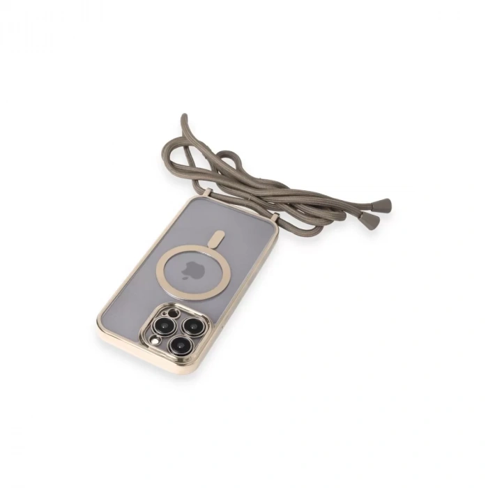 İphone 14 Pro Kılıf Divo Lazer Askılı Magsafe Kapak - Gold