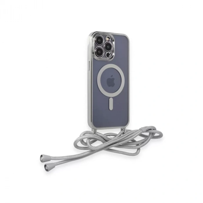 İphone 14 Pro Kılıf Divo Lazer Askılı Magsafe Kapak - Gümüş