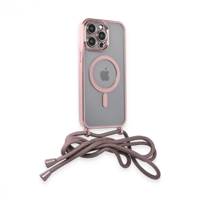 İphone 14 Pro Kılıf Divo Lazer Askılı Magsafe Kapak - Pembe