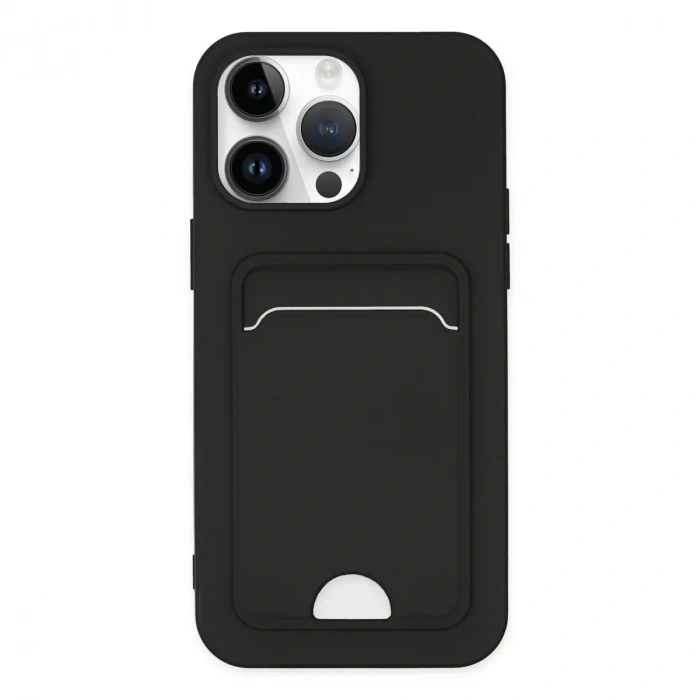 İphone 14 Pro Kılıf Kelvin Kartvizitli Silikon - Siyah