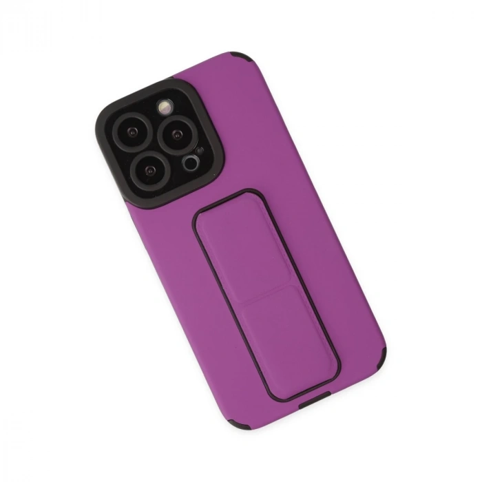 İphone 14 Pro Kılıf Mega Standlı Silikon - Mor