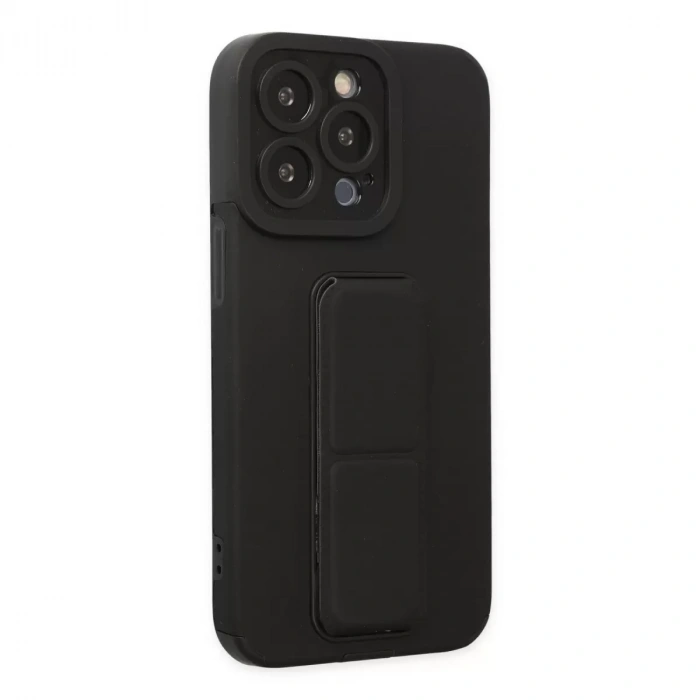 İphone 14 Pro Kılıf Mega Standlı Silikon - Siyah