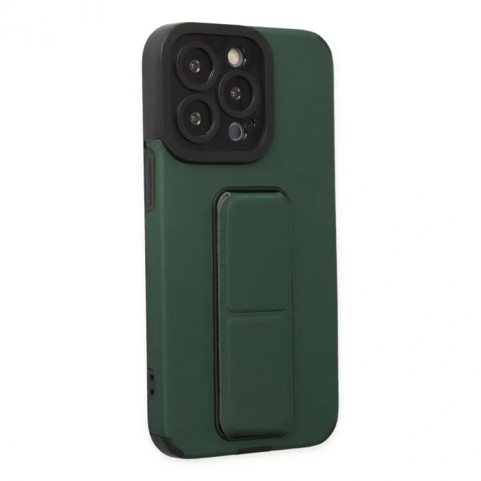 İphone 14 Pro Kılıf Mega Standlı Silikon - Yeşil