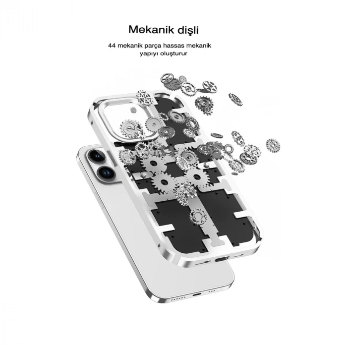 İphone 14 Pro Kılıf Mekanik Bumper Kapak - Mavi