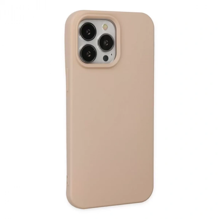 İphone 14 Pro Kılıf Nano İçi Kadife Silikon - Pudra