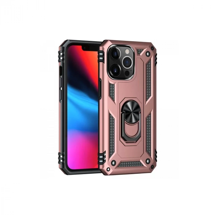 İphone 14 Pro Kılıf Sofya Yüzüklü Silikon Kapak - Rose