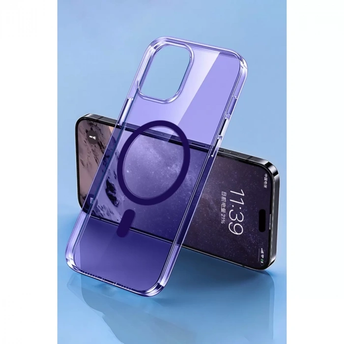 İphone 14 Pro Kılıf Tron Şeffaf Magsafe Kapak - Derin Mor