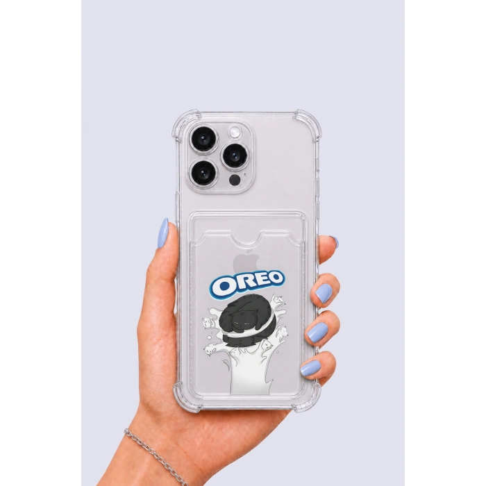 iPhone 14 Pro Max Kartlıklı OREO Desenli Kılıf