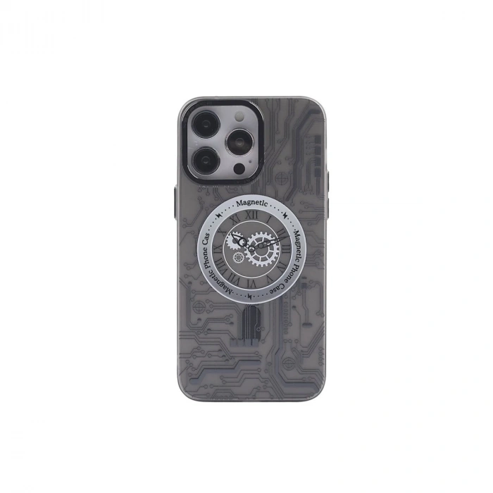 İphone 14 Pro Max Kılıf Apollo Magneticsafe Desenli Kapak - Apollo Siyah - 1