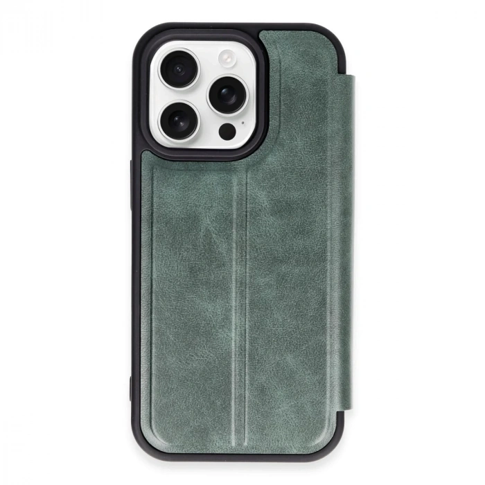 İphone 14 Pro Max Kılıf Flip Cover - Koyu Yeşil