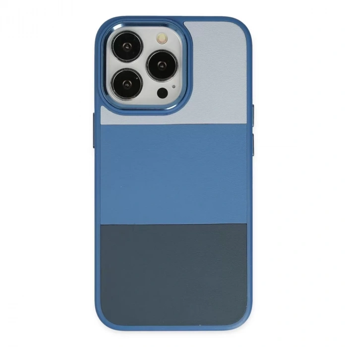 İphone 14 Pro Max Kılıf King Kapak - Açık Mavi-lacivert