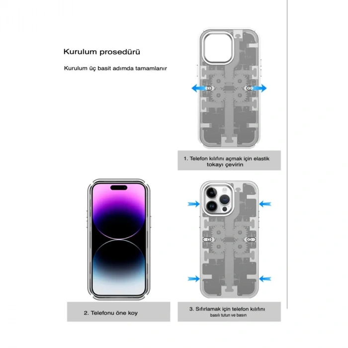 İphone 14 Pro Max Kılıf Mekanik Bumper Kapak - Siyah