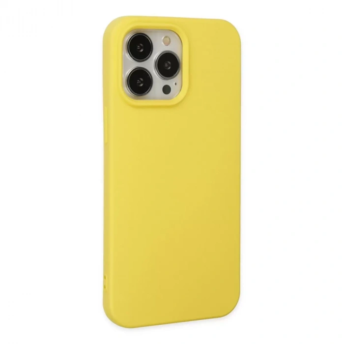 İphone 14 Pro Max Kılıf Nano İçi Kadife Silikon - Sarı