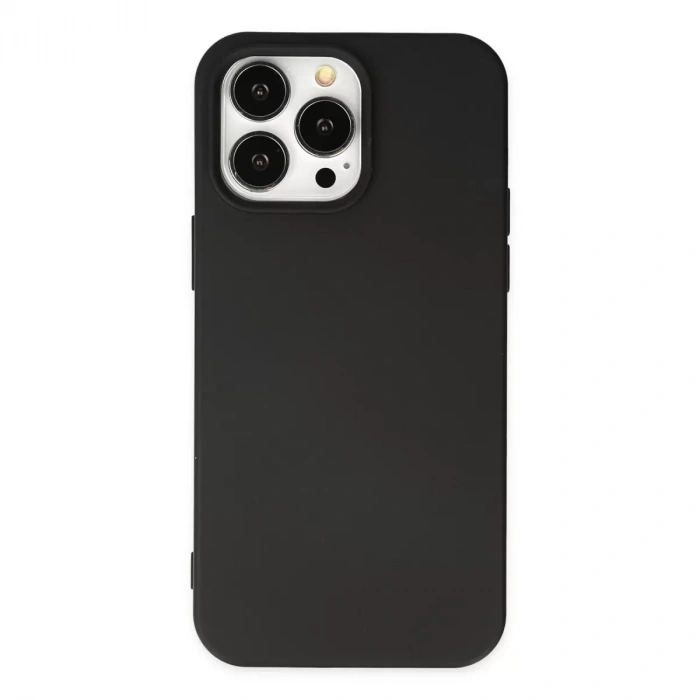 İphone 14 Pro Max Kılıf Nano İçi Kadife Silikon - Siyah