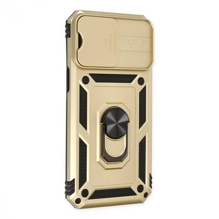 İphone 14 Pro Max Kılıf Pars Lens Yüzüklü Silikon - Gold