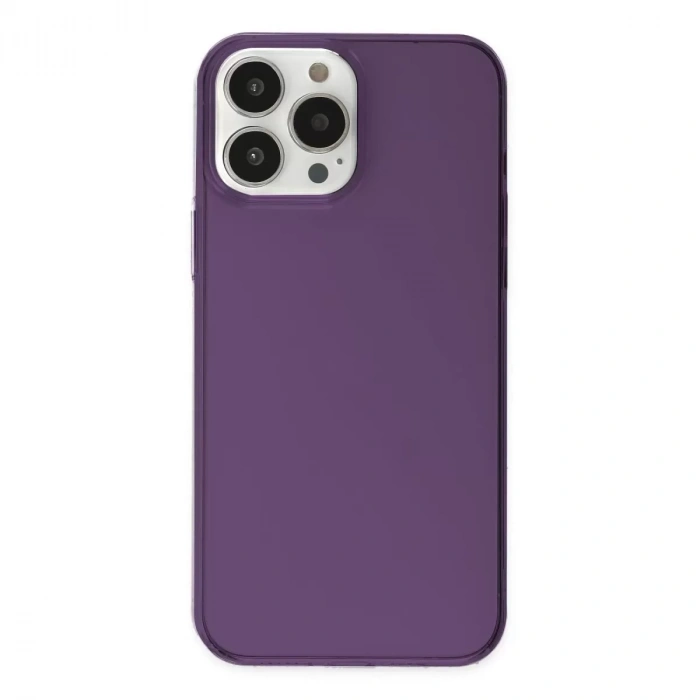 İphone 14 Pro Max Kılıf Pc Sert Şeffaf Kapak - Mor