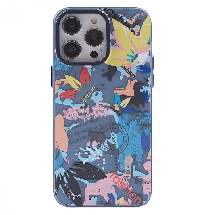 İphone 14 Pro Max Kılıf Prada Desenli Kapak - Prada Pembe - 1