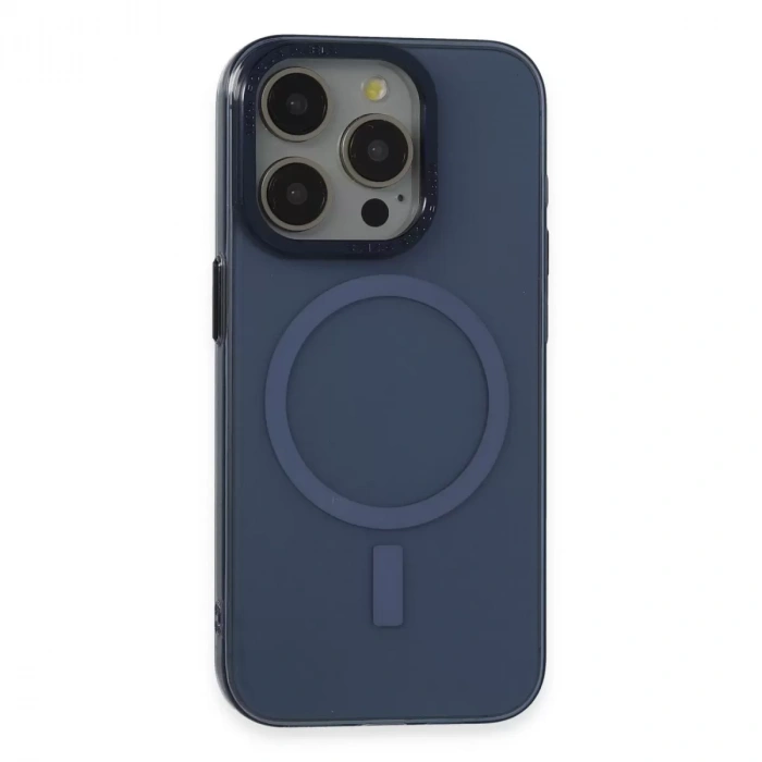 İphone 15 Pro Kılıf Anka Pc Magneticsafe Sert Metal Kapak - Lacivert