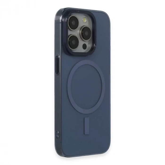 İphone 15 Pro Kılıf Anka Pc Magneticsafe Sert Metal Kapak - Lacivert