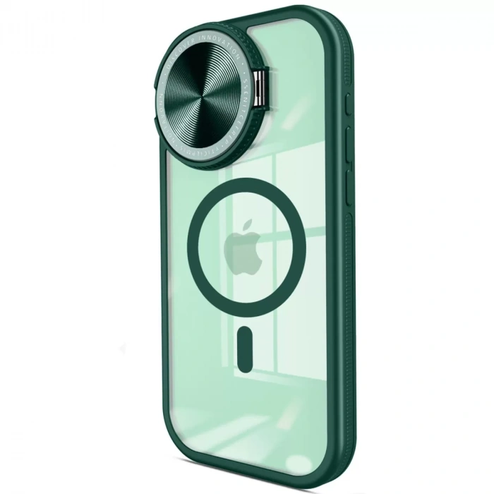 İphone 15 Pro Kılıf Teleskop Lens Magsafe Silikon Kapak - Koyu Yeşil