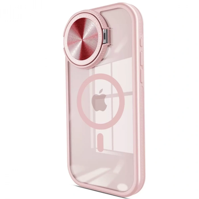 İphone 15 Pro Kılıf Teleskop Lens Magsafe Silikon Kapak - Pembe