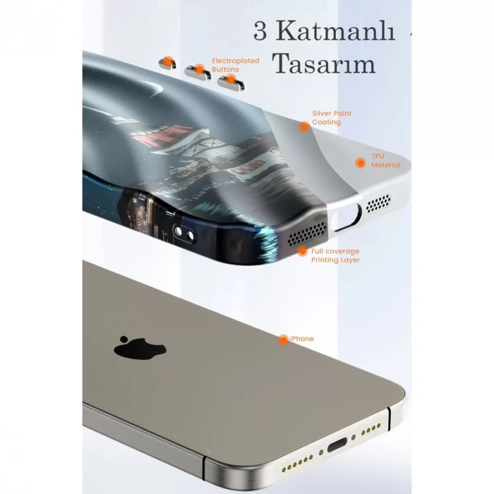 İphone 15 Pro Max Kılıf Crew Desenli Kapak - Kapadokya