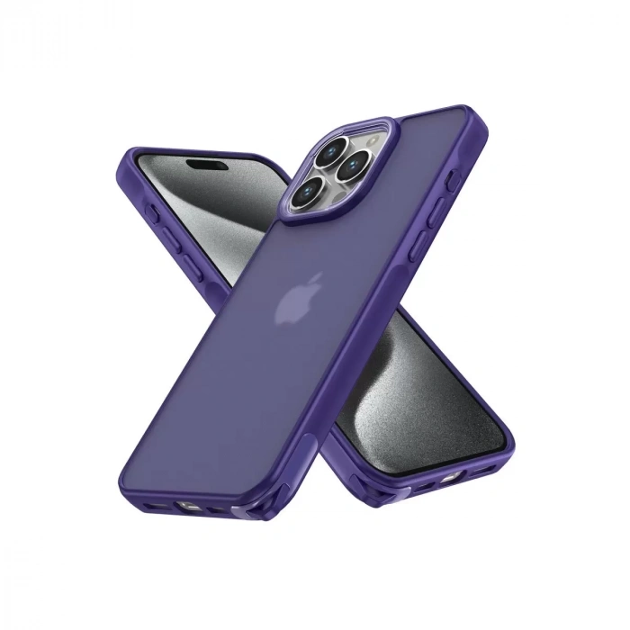 İphone 15 Pro Max Kılıf Elegant Kapak - Derin Mor