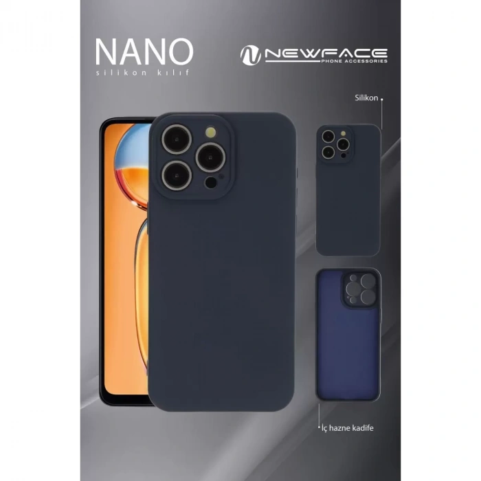 İphone 15 Pro Max Kılıf Nano İçi Kadife Silikon - Lacivert