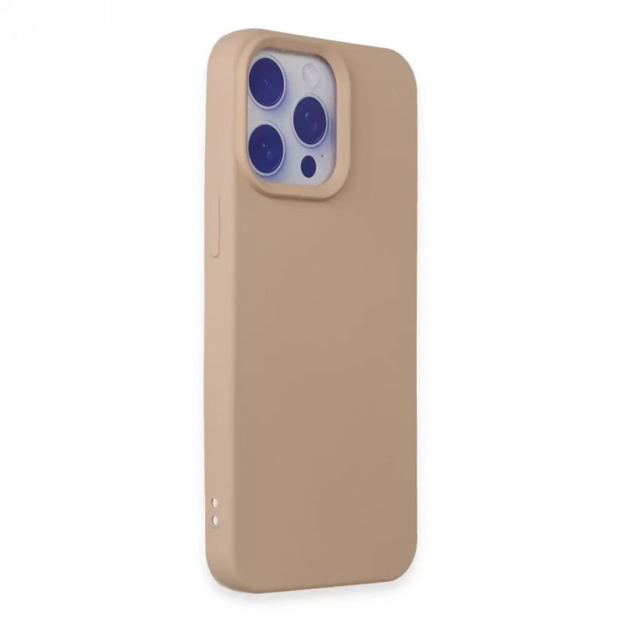 İphone 15 Pro Max Kılıf Nano İçi Kadife Silikon - Pudra