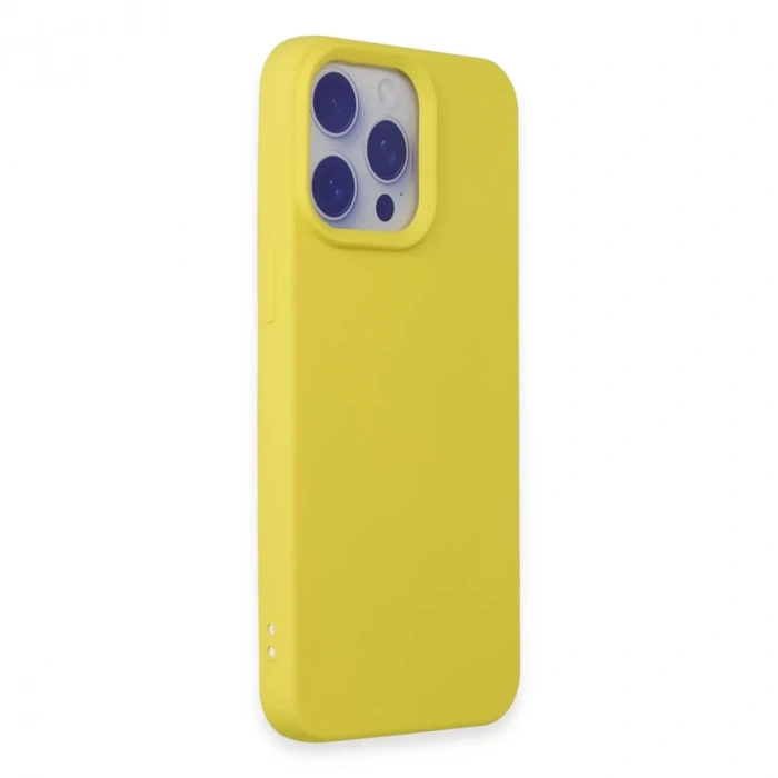 İphone 15 Pro Max Kılıf Nano İçi Kadife Silikon - Sarı