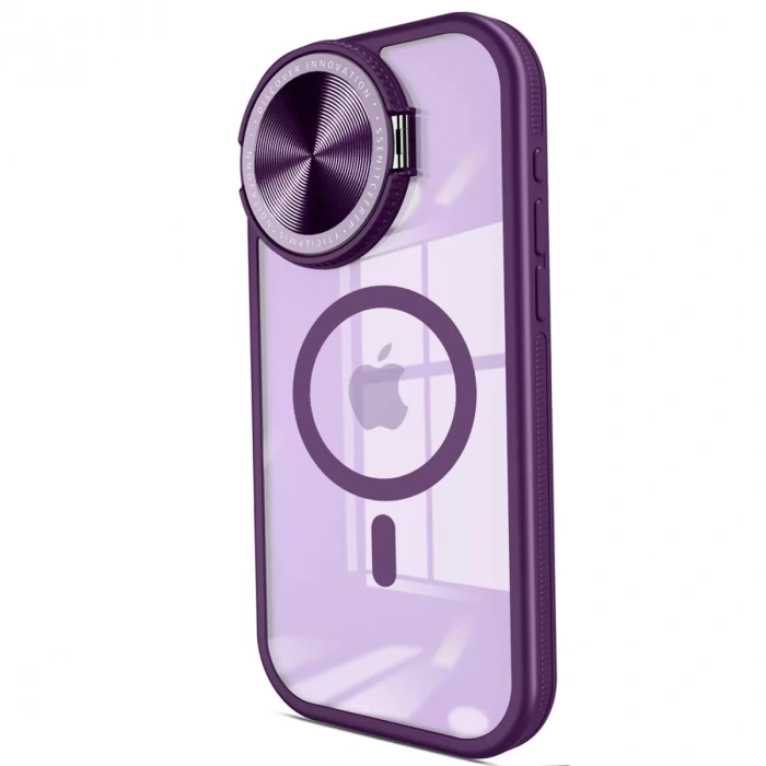 İphone 15 Pro Max Kılıf Teleskop Lens Magsafe Silikon Kapak - Derin Mor
