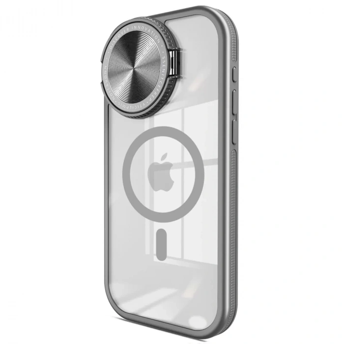 İphone 15 Pro Max Kılıf Teleskop Lens Magsafe Silikon Kapak - Titan Gri
