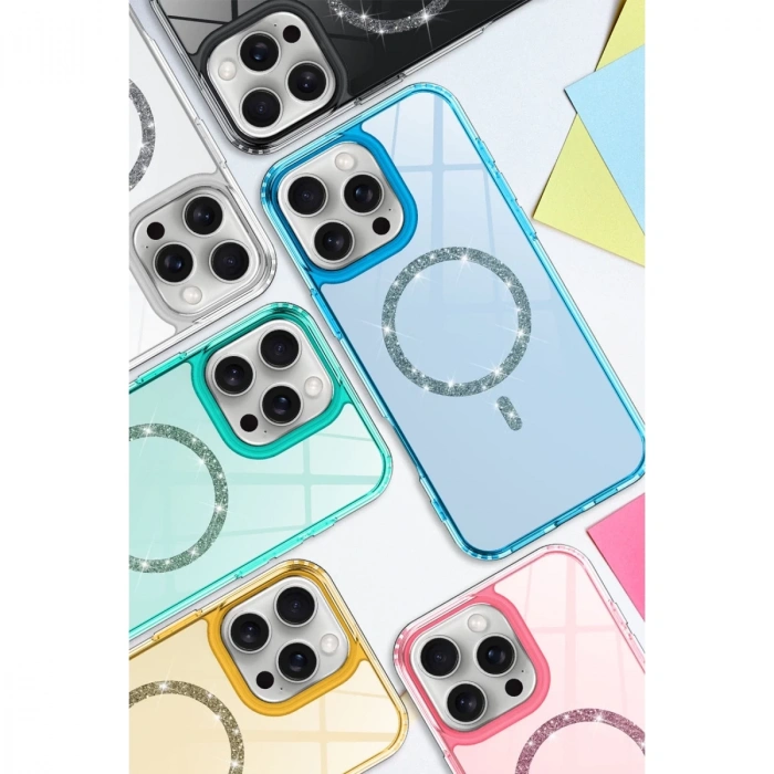 İphone 15 Pro Max Live Diamond Magsafe Kapak - Mavi