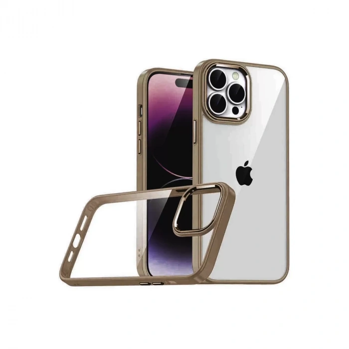 İphone 15 Pro Max Razer Lensli Silikon - Çöl Titanyum