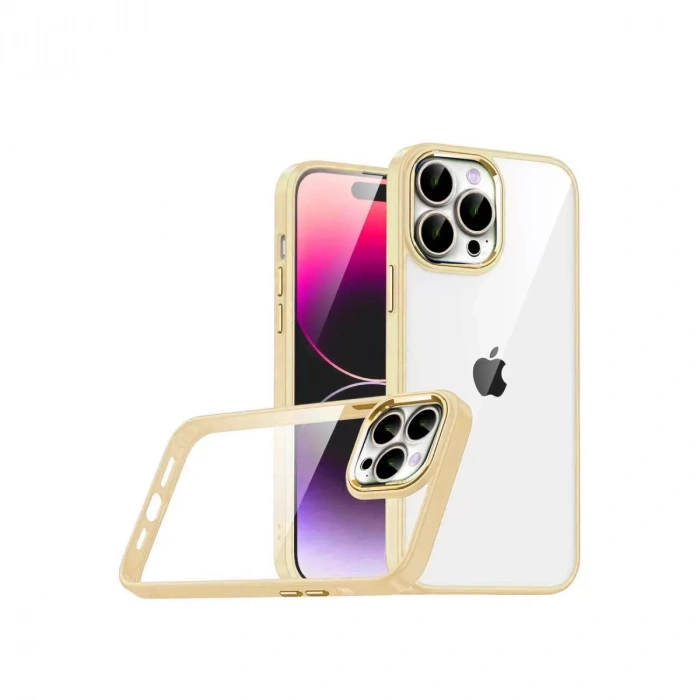 İphone 15 Pro Max Razer Lensli Silikon - Gold