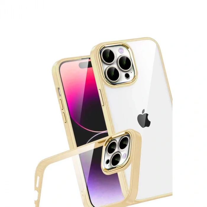 İphone 15 Pro Max Razer Lensli Silikon - Gold